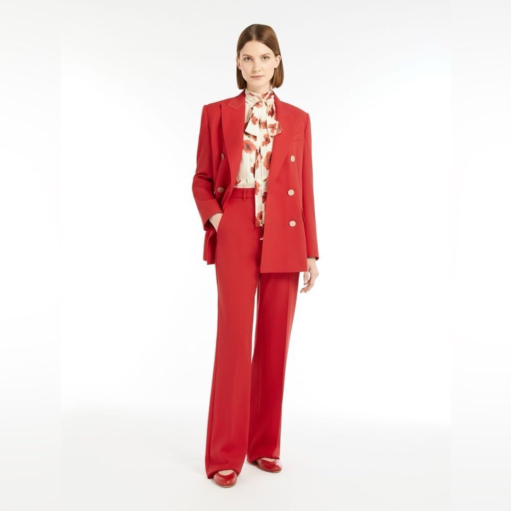 MaxMara Straight-fit wool satin trousers